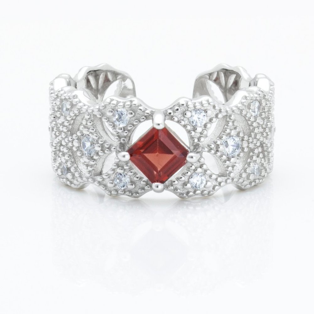 Natural Garnet Sterling Silver Ring